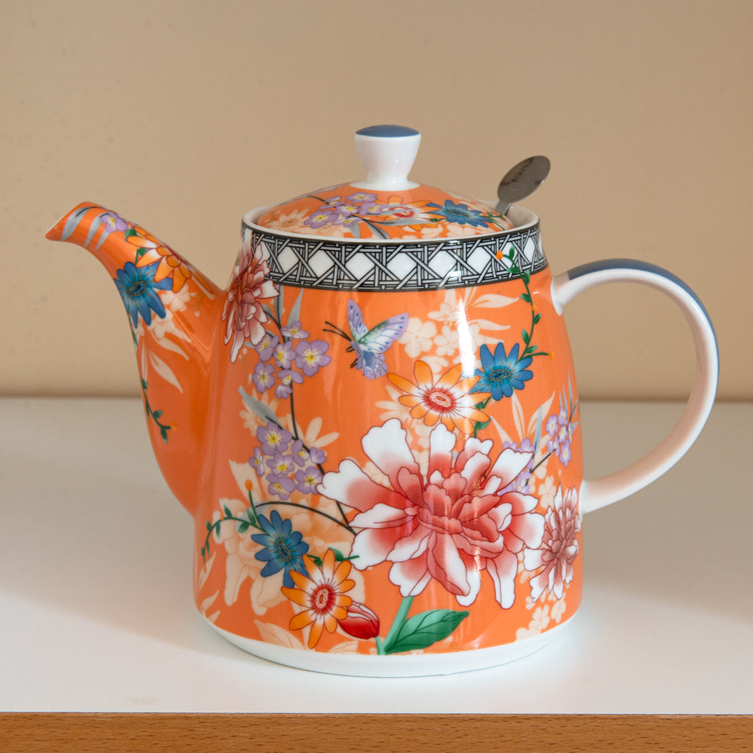 Théière Pivoine Japonaise Corail - 1L / 4 tasses