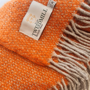 Plaid pure laine vierge  - Citrouille - Pumpkin